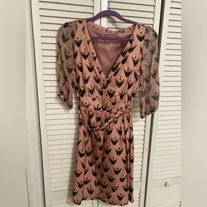 Twinkle by Wenlan Pink and Black Midi Dress